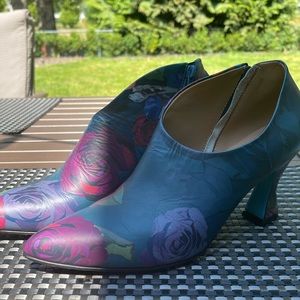 John Fluevog “Edie Poser” side zip booties.